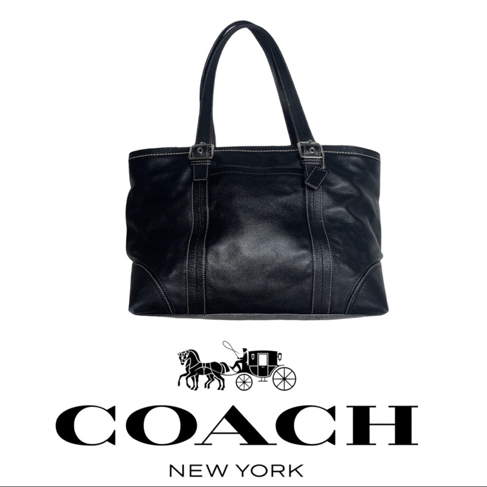 Coach Black Leather Tote Bag